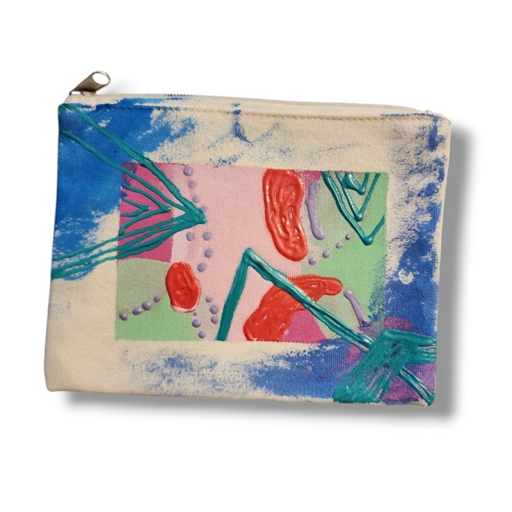 Handpainted Abstract Mod Artwork Small Clutch - Picture 1 of 4